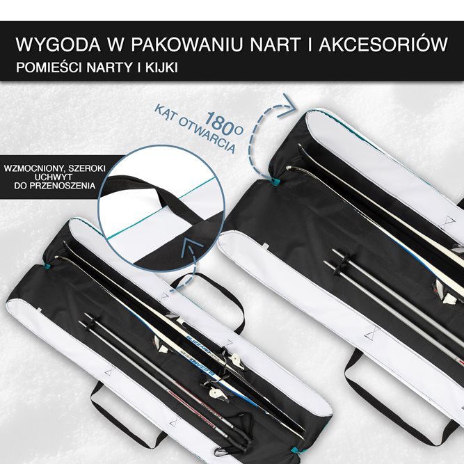 Pokrowiec BASIC na narty czarno-niebieski 160/180cm