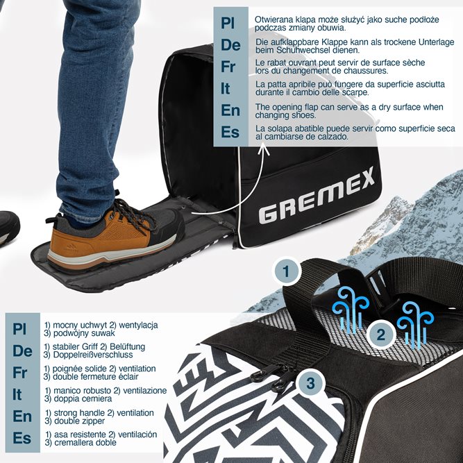 Zestaw PREMIUM pokrowiec na buty+narty czarno-niebieski 160/180cm