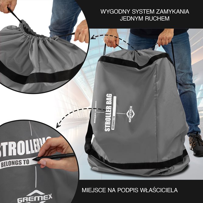 Pokrowiec, worek na wózek szary