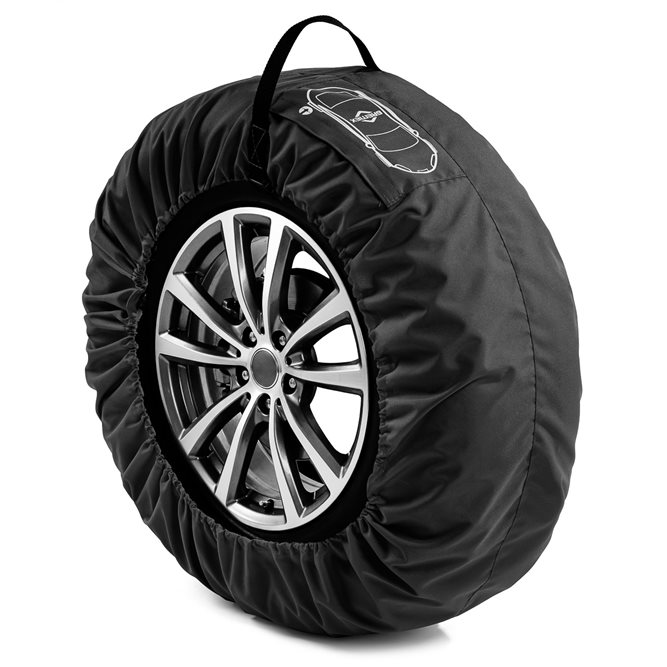 Uniwersalny zestaw 4 szt. pokrowców na koła zapasowe czarny z klamrą