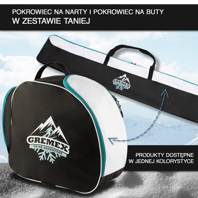Zestaw BASIC pokrowiec na buty+narty czarno-różowy 160/180cm