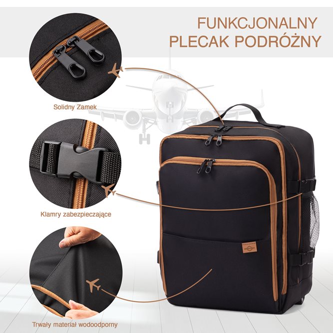 Plecak Premium Czarny Ryanair/Wizzair