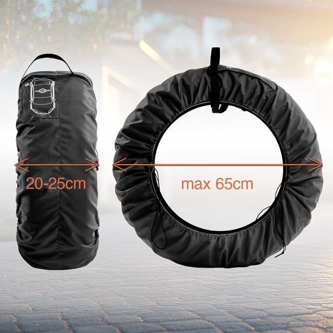 Uniwersalny zestaw 4 szt. pokrowców na koła zapasowe czarny z klamrą