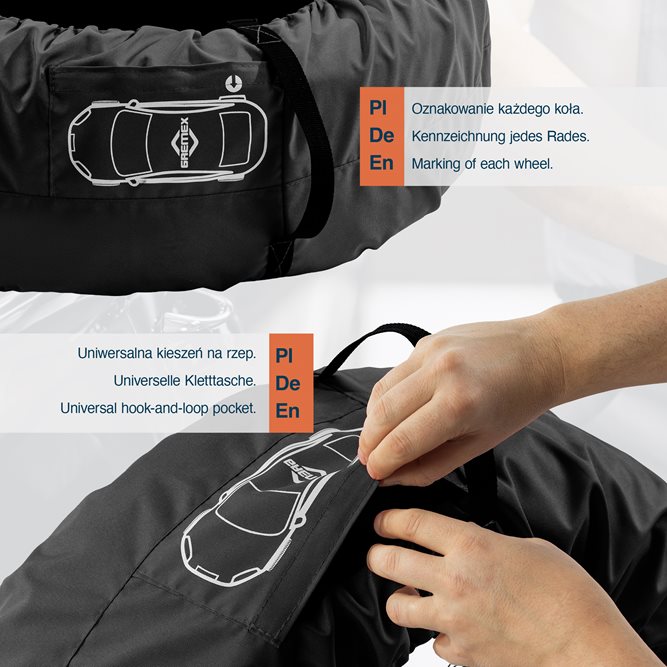 Uniwersalny zestaw 4 szt. pokrowców na koła zapasowe czarny z klamrą