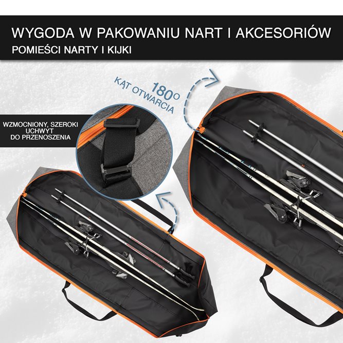 Pokrowiec na narty Premium czarno-niebieski 160/180cm