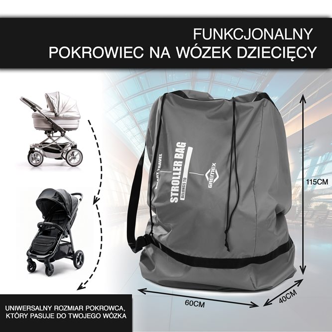 Pokrowiec, worek na wózek szary