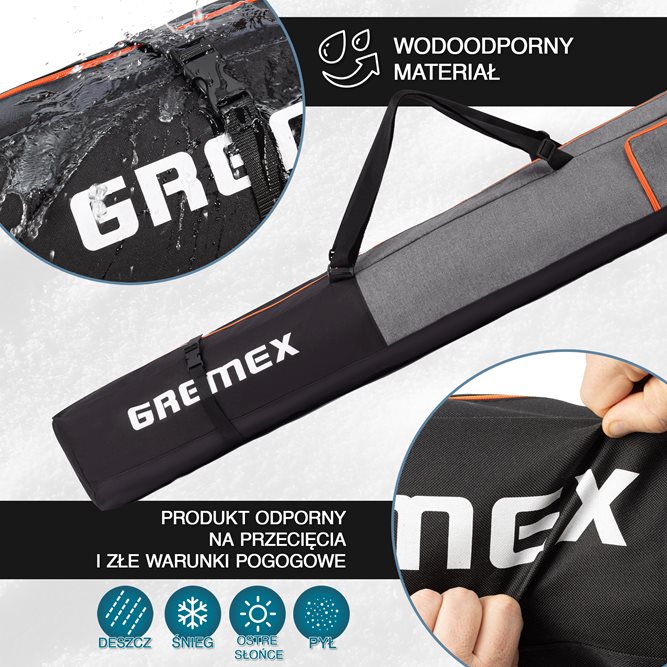 Pokrowiec na narty Premium neon 160/180cm