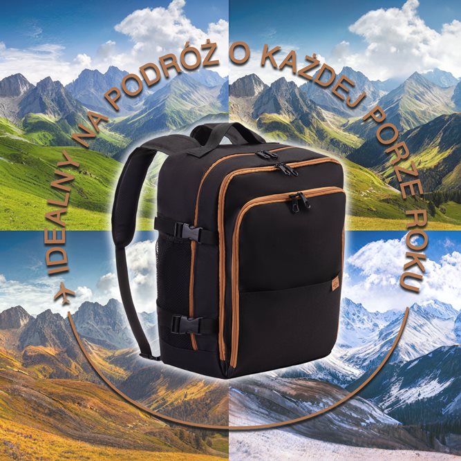 Plecak Premium Czarno Brązowy Ryanair/Wizzair
