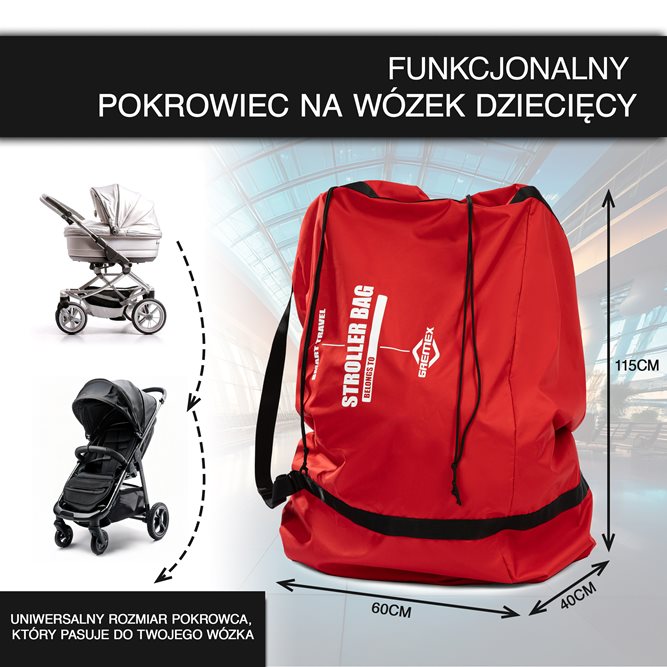 Pokrowiec, worek na wózek czerwony