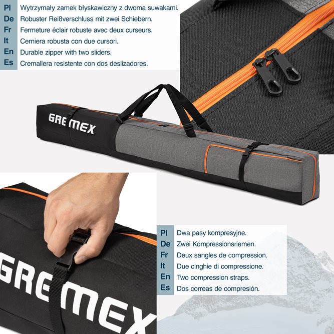 Zestaw PREMIUM pokrowiec na buty+narty neon 160/180cm