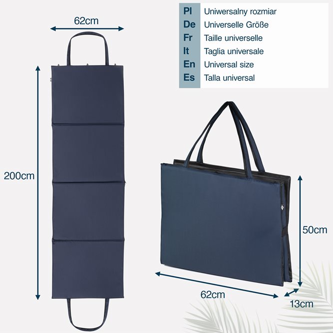 Mata plażowa rozpinana na kamieniste plaże 200x62cm wzór granatowy