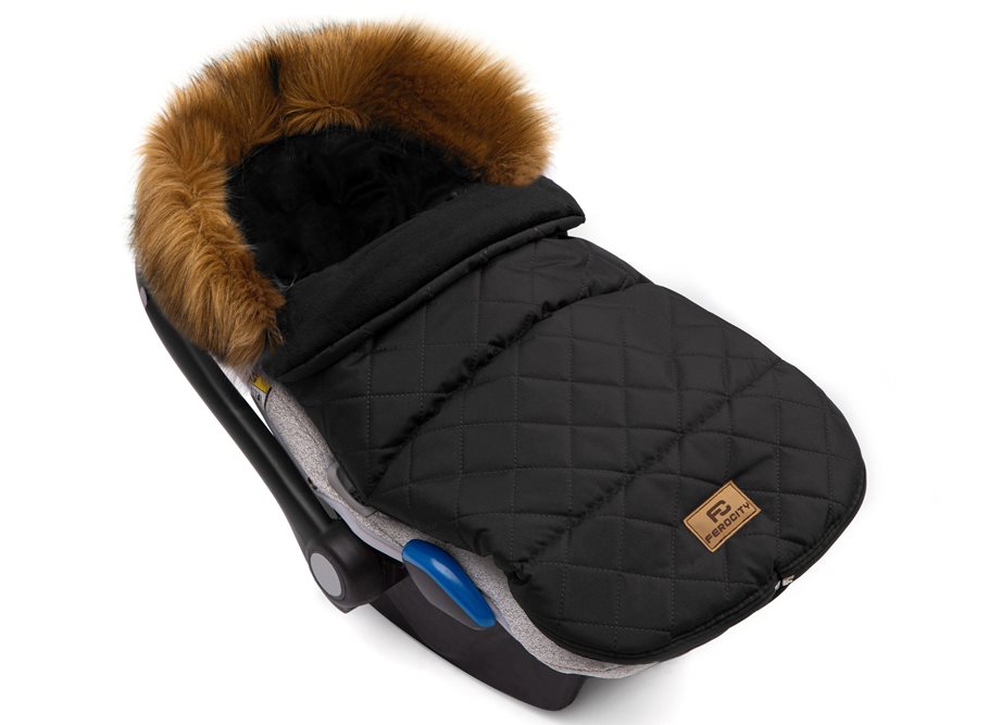 Śpiworek dla dziecka do wózka gondoli fotelika czarny pikowany