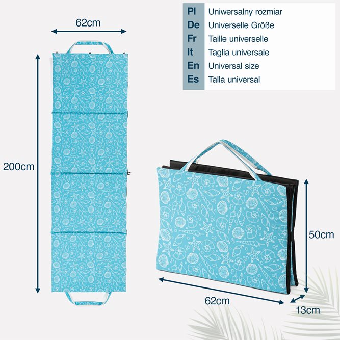 Mata plażowa rozpinana na kamieniste plaże 200x62cm wzór muszelki