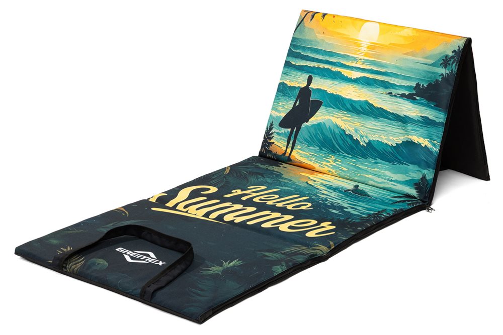 Mata plażowa rozpinana na kamieniste plaże 200x62cm wzór zachód słońca