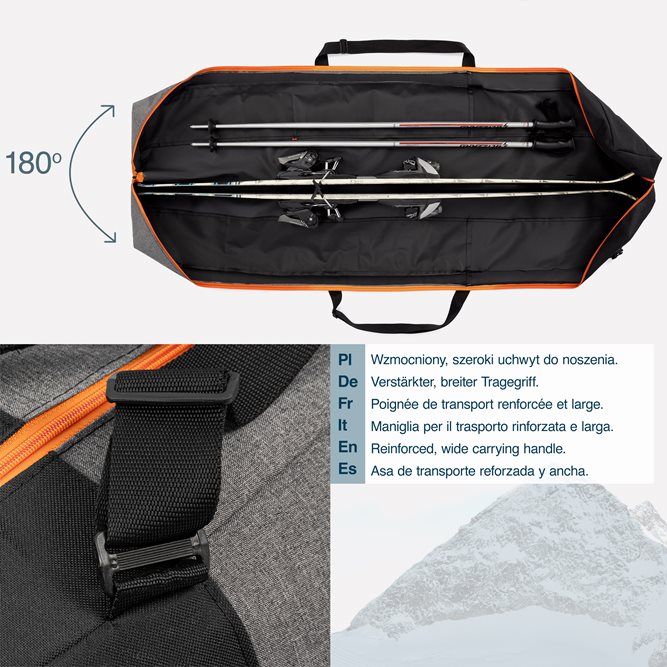 Zestaw PREMIUM pokrowiec na buty+narty czarno-niebieski 160/180cm