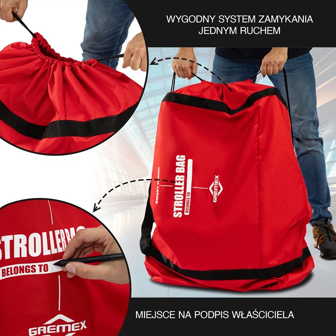 Pokrowiec, worek na wózek czerwony