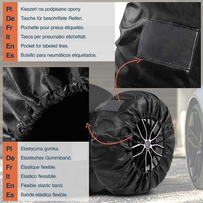 Zestaw 4 szt. pokrowców na koła zapasowe 20-23 cali