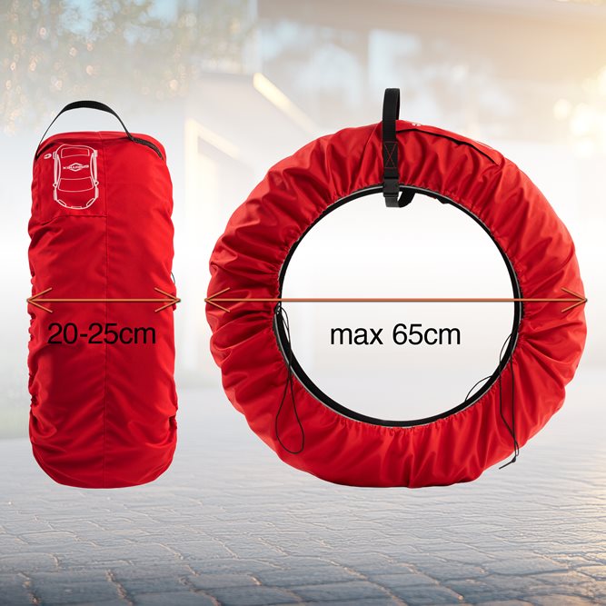 Uniwersalny zestaw 4 szt. pokrowców na koła zapasowe czerwony z klamrą