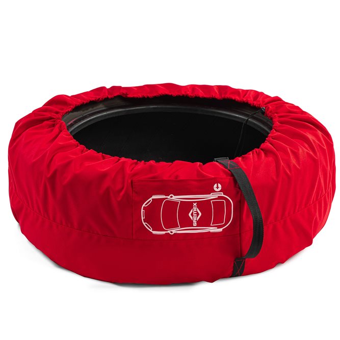 Uniwersalny zestaw 4 szt. pokrowców na koła zapasowe czerwony z klamrą