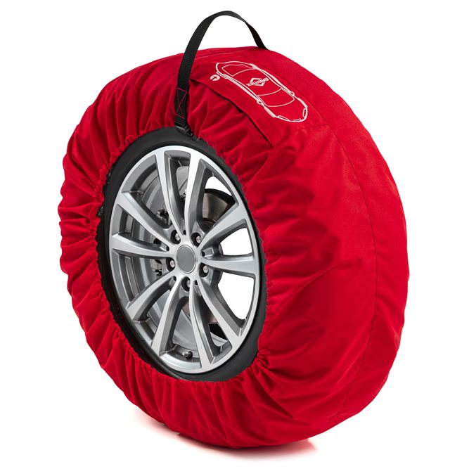 Uniwersalny zestaw 4 szt. pokrowców na koła zapasowe czerwony z klamrą