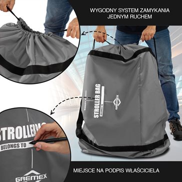 Pokrowiec, worek na wózek szary