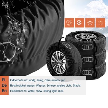 Uniwersalny zestaw 4 szt. pokrowców na koła zapasowe czarny z klamrą