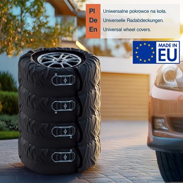 Uniwersalny zestaw 4 szt. pokrowców na koła zapasowe czarny z klamrą