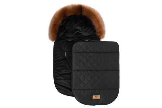 Śpiworek dla dziecka do wózka gondoli fotelika czarny pikowany+mufki