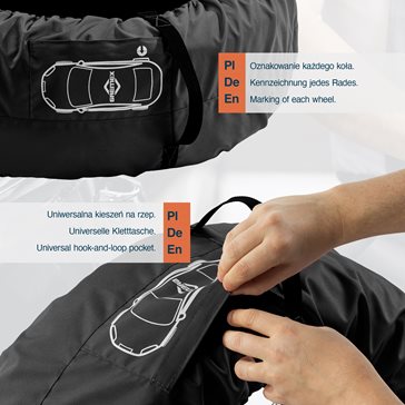 Uniwersalny zestaw 4 szt. pokrowców na koła zapasowe czarny z klamrą