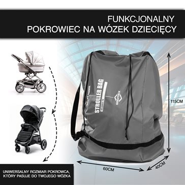 Pokrowiec, worek na wózek szary