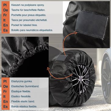 Zestaw 4 szt. pokrowców na koła zapasowe 14-17 cali