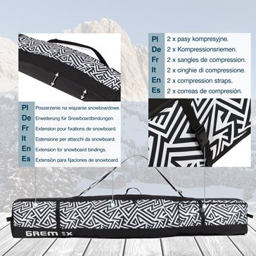 Pokrowiec na deskę snowboard czarno-niebieski