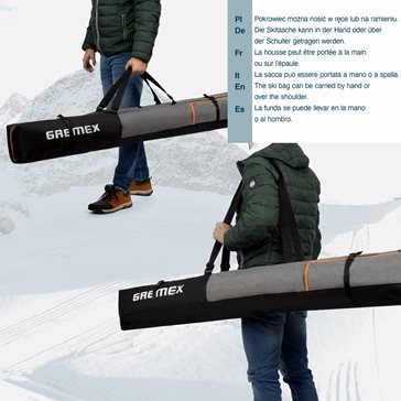 Zestaw PREMIUM pokrowiec na buty+narty czarno-niebieski 160/180cm