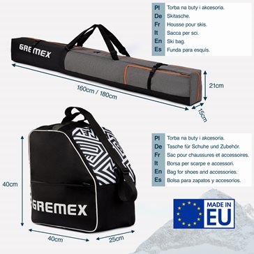 Zestaw PREMIUM pokrowiec na buty+narty czarno-niebieski 160/180cm